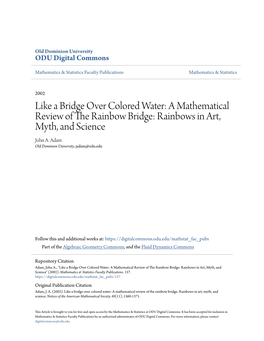 A Mathematical Review of the Rainbow Bridge: Rainbows in Art, Myth, and Science John A