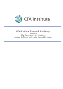 CFA Institute Research Challenge Hosted by CFA Society of the Philippines Ateneo De Manila University Student Research