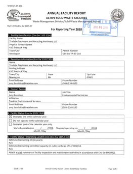 APR 01 2019 for Reporting Year 2018 OEPARTIENT of Envlronmental SERVICES 1