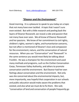 “Eleanor and the Environment” Good Morning