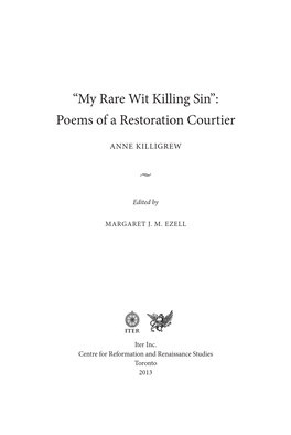 Poems of a Restoration Courtier