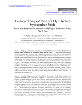 Geological Sequestration of CO2 in Mature Hydrocarbon Fields. Basin
