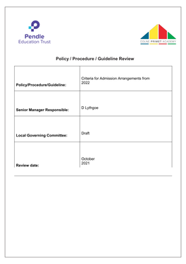 Policy / Procedure / Guideline Review