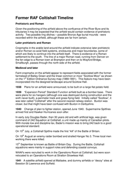 Former RAF Coltishall Timeline