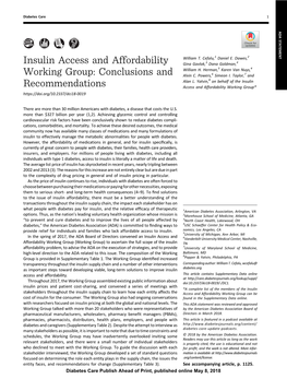 Insulin Access and Affordability Working Group