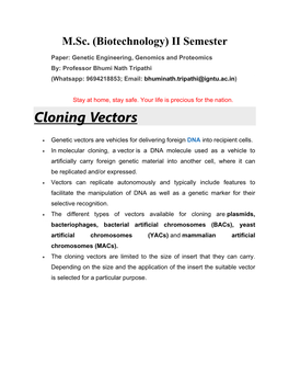 Cloning Vectors