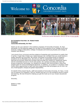 Concordia University Information and Course Catalog
