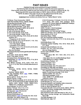 PAST ISSUES (Updated Through Issues Published Through 07/30/2021) the Following Table Shows the Issue Number in Which the Discussion Appeared