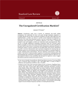 The Unregulated Certification Mark(Et)†