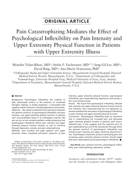 Pain Catastrophizing Mediates the Effect of Psychological Inflexibility