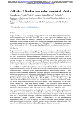 Cellprofiler: a Fit Tool for Image Analysis in Droplet Microfluidics
