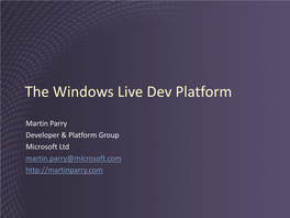 Windows Live Dev Platform