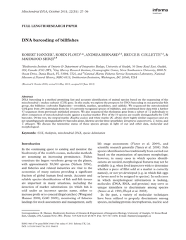 DNA Barcoding of Billfishes