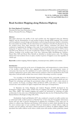 Road Accident Mapping Along Halsema Highway