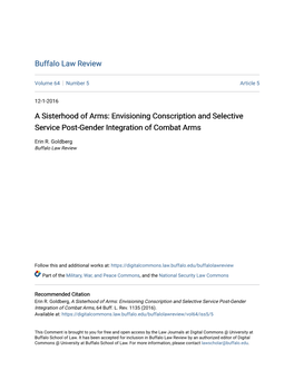 A Sisterhood of Arms: Envisioning Conscription and Selective Service Post-Gender Integration of Combat Arms