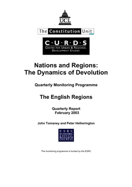 Nations and Regions: the Dynamics of Devolution