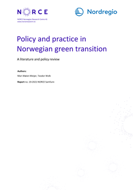 Policy and Practice in Norwegian Green Transition