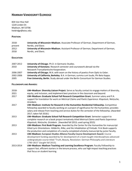 Hannah Vandegrift Eldridge Cv