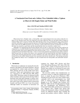 A Nonclassical Gust Front and a Solitary Wave Embedded Within a Typhoon As Observed with Doppler Radar and Wind Proﬁler