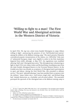 'Willing to Fight to a Man': the First World War And