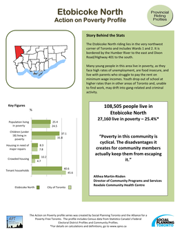 Etobicoke North Action on Poverty Profile