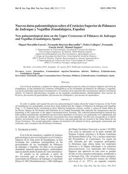 Nuevos Datos Paleontológicos Sobre El Cretácico Superior De Pálmaces De Jadraque Y Veguillas (Guadalajara, España)