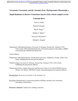 Taxonomic Uncertainty and the Anomaly Zone: Phylogenomics Disentangle a Rapid Radiation to Resolve Contentious Species (Gila