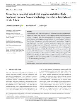 Body Depth and Pectoral Fin Ecomorphology Coevolve in Lake Malawi Cichlid Fishes