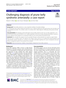 Challenging Diagnosis of Prune Belly Syndrome Antenatally: a Case Report Waleed H