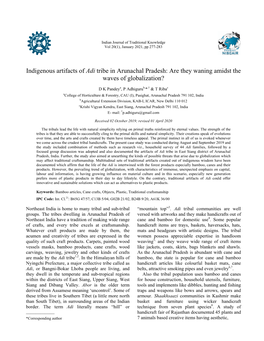 Indigenous Artifacts of Adi Tribe in Arunachal Pradesh: Are They Waning Amidst the Waves of Globalization?