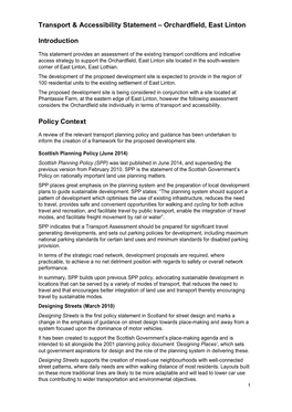 Transport & Accessibility Statement – Orchardfield, East Linton