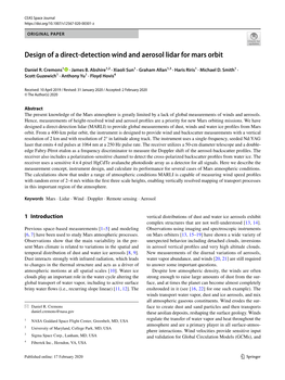 Design of a Direct-Detection Wind and Aerosol Lidar for Mars Orbit