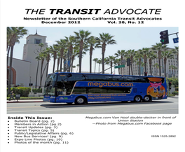 THE TRANSIT ADVOCATE Quarterly Basis