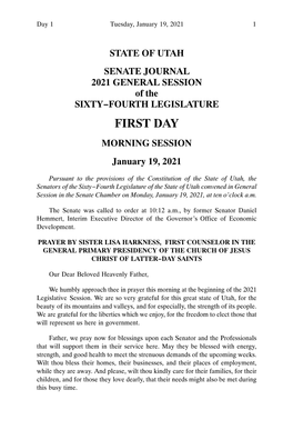 FIRST DAY MORNING SESSION January 19, 2021