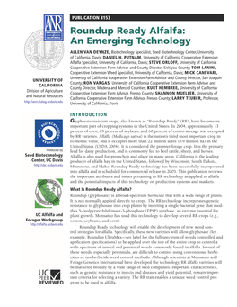 Roundup Ready Alfalfa: an Emerging Technology