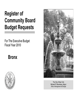 Register of Community Board Budget Requests