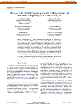 Microsaccade Characterization Using the Continuous Wavelet Transform and Principal Component Analysis