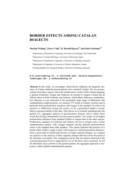 Border Effects Among Catalan Dialects