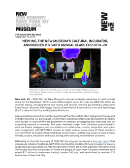 New Inc, the New Museum's Cultural Incubator