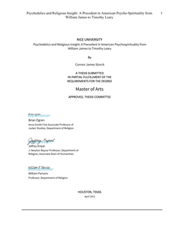 Psychedelics and Religious Insight: a Precedent in American Psycho-Spirituality from 1 William James to Timothy Leary