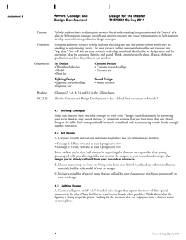 Hamlet: Concept and Design for the Theater Design Development THEA332 Spring 2011 Purpose: to Help Students Learn to Distinguish