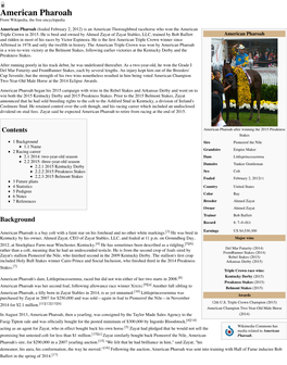 American Pharoah from Wikipedia, the Free Encyclopedia