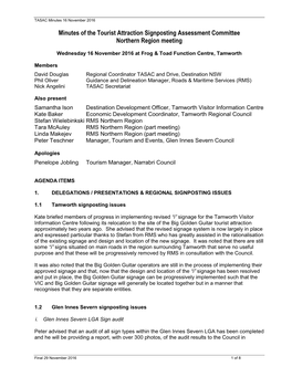 Minutes of the Tourist Attraction Signposting Assessment Committee Northern Region Meeting