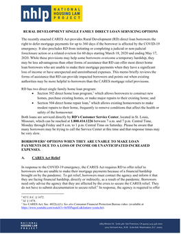 USDA Rural Development Single Family Direct Loan Servicing Options