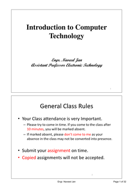 Introduction to Computer Technology