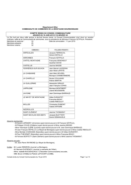 Département Allier COMMUNAUTE DE COMMUNES DE LA MONTAGNE BOURBONNAISE