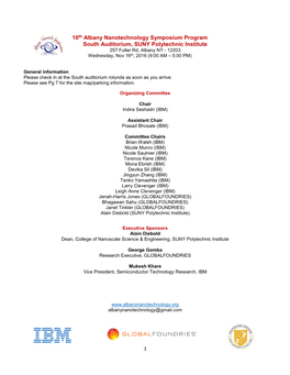 10Th Albany Nanotechnology Symposium Program South