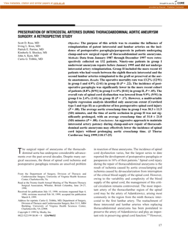 Preservation of Intercostal Arteries During Thoracoabdominal Aortic Aneurysm Surgery: a Retrospective Study