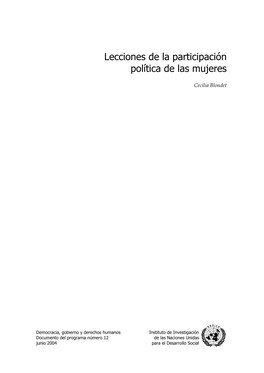 Lecciones De La Participación Política De Las Mujeres