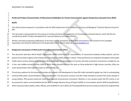 Preferred Product Characteristics of Monoclonal Antibodies for Passive